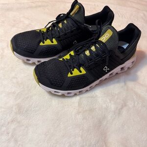 On Running Black and Lime Athletic Shoes